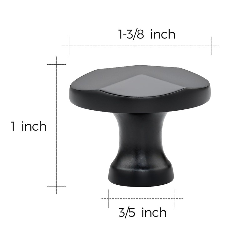 Ravinte 25 Pack Matte Black Round Cabinet Hardware Knobs,Solid Zinc