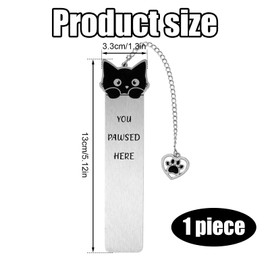 Cat Bookmark, Zinc Alloy Pet Book Marker for Women Cute Bookmark for Reading Women Bookish Gift for Cat Lovers Funny Animals Book Mark with Heart Pendent for Book Cat Lovers