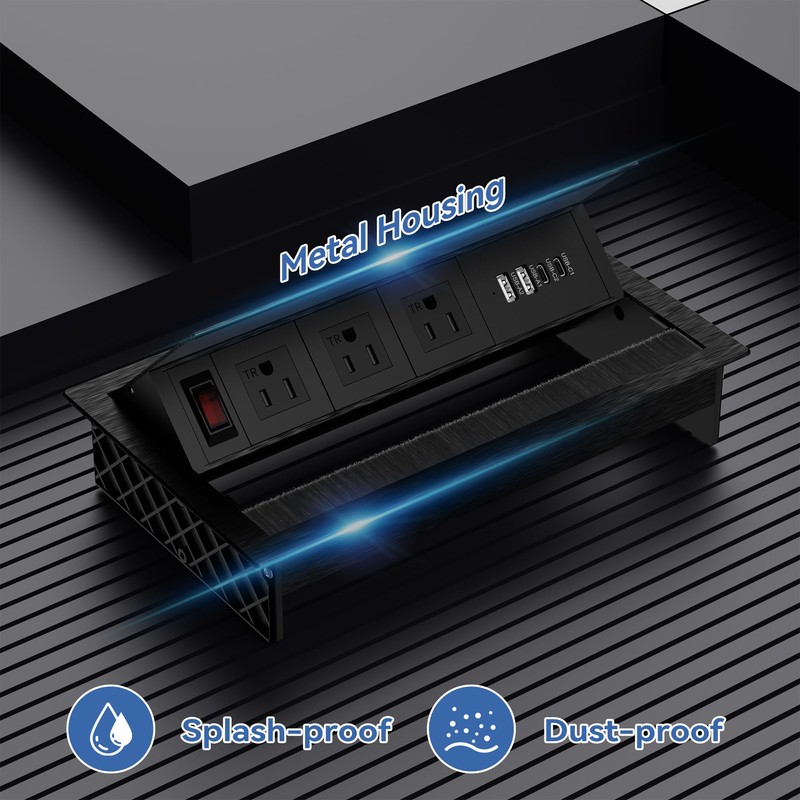 Recessed Conference Table Power Hub with 4 USB Ports,3AC TR