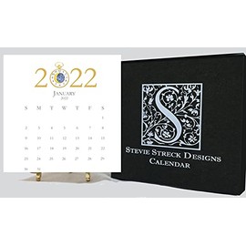 Desk Calendar Refill 2022 - Small Desktop Calendar - 6 x 6 Card stock - At A Glance - Office Calendar - Hand Glittered - By Stevie Streck Designs