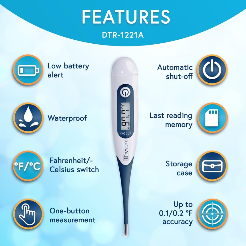 iProven Oral Thermometer, Measures in 10 seconds with flexible tip