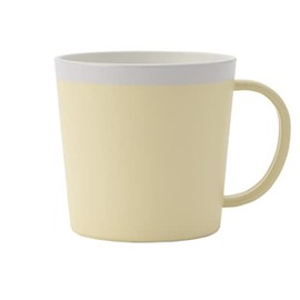 Keyuka Kids' Cup Two-Tone Yellow (Yamanaka Coating, Antibacterial and Lightweight), Made in Japan, Unbreakable, Resin with Handle