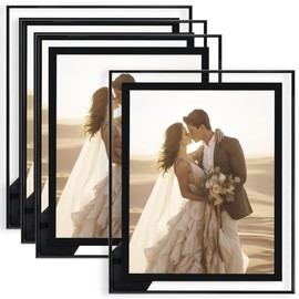 RICHFOCUS 8x10 Picture Frames Set of 4, HD Real Glass 8x10 Frame, 8x10 Photo Frame Horizontal or Vertical for Tabletop Display, 8 x 10 Gift Picture Frame, Black