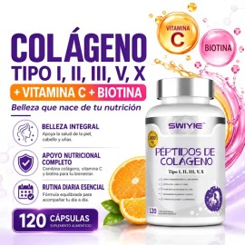 Colágeno Hidrolizado 120 Cápsulas Alta Absorción Belleza