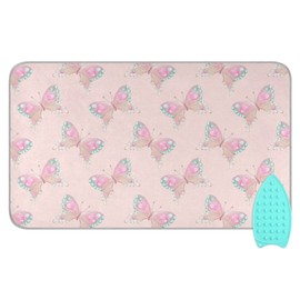 ElliTarr Ironing Mat Portable Ironing Pad Ironing Blanket for Table Top Heat Resistance Double-Side Using Travel Large 47.2 x 27.6 Inch Foldable Lightweight Pink Butterfly