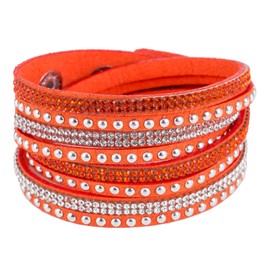 Long tiantian Leather Wrap Bracelets for Women, Boho Multi-Layer Pink Western Jewelry Cowgirl Outfits for Women