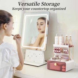 GPREESUS 2-Tier Makeup Organizers Countertop,Versatile Bathroom Counter Organizer,Cosmetic Make Up Organizers for Vanity,Cute Skincare Organizer (Blush)