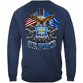 US Air Force Long Sleeve T-Shirts, 100% Cotton Casual Men's Shirts, Show Your Pride with Our US Air Force Double Flag Eagle Long Sleeve Shirts for Men or Women (Medium)