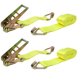 Boxer 2 Pack 4” x 30’ Ratchet Tie Down with Twin J Hooks - Heavy Duty Double-Locking - Breaking Strength 16,200 Pounds, Working Load Limit 5,400 Pounds for Flatbeds, Trailers, Trucks