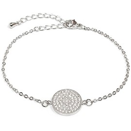 styleBREAKER Women's Bracelet with Round Rhinestone Studded Jewellery Element Anchor Chain Lobster Clasp Jewellery 05040145, Metal