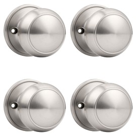 Probrico Dummy Door Knob Brushed Nickel Finish Interior Door Knobs 4 Pack, Colonial Ball Inactive Door Knob Hardware, One Side Door Knob for Closet