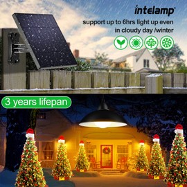 intelamp Solar Pendant Lights Indoor Outdoor, 2 Packs 4000mAh Gazebo Shed Chandeliers with Remote All Day/Night Mode 16.4Ft Hanging Warm White Lighting for Outside Barns Chicken Coop