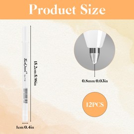 Scettar 12 Pieces White Gel Pen, Premium Fine Point White Gel Pen Set, White Line Drawing Pen, Gelly Roll Pens White for Art, Colouring, Sketching, Drawing, Illustration, Note-Taking, Writing