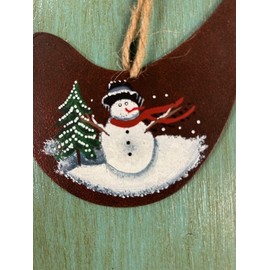 Unbranded Painted Rusty Metal Vintage Farm-Style Christmas Ornament Bird and Snowman 30238