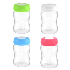 4 Botellas de Almacenamiento de Leche Materna de Gran Calibre con Junta de Silicona a Prueba de Fugas de 180 Ml para un Almacenamiento Seguro de Leche Materna