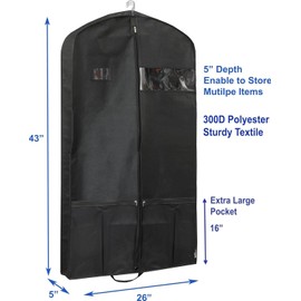 Heavy Duty Garment Bag 43 Inch With Pocket, Storage For Dresses, Shoes, Tux,Coat