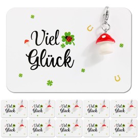 BOOMTOP 10 Key Rings Lucky Charm New Year's Eve Decorative Clover Mushroom Pendant Good Luck Small Lucky Charm Lucky Clover Mushrooms Christmas Wedding Favours Farewell Christening Thank You Gifts,