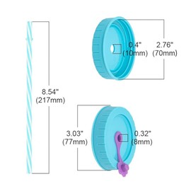 Set of 4 Mason Jar Lids with Hole, Preserving Jar Lid, Reusable Screw Lid, for Mason Jars, Jam Jars, 4 Colours, with 4 Straws