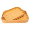 Geytetqi 2 Pack Bamboo Serving Trays with Handles, Rectangular Bamboo