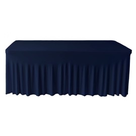 Gowinex 6ft Navy Blue Spandex Table Skirt Spandex Tablecloth Stretch Fitted Table Cover for 72Lx30Wx30H Inch Rectangular Table