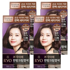 Ryo Uachae nutrition gray hair dye, 6C coffee brown, 4 pieces / 려 우아채 영양 새치염색, 6C커피브라운, 4개