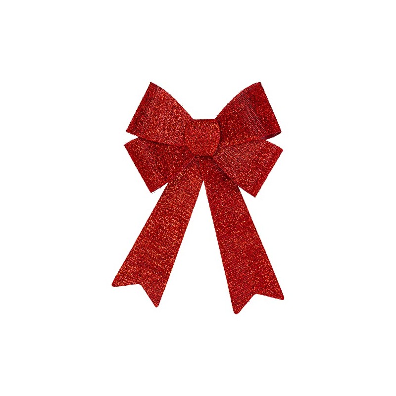 Northlight Tinsel 4-Loop Bow Christmas Decoration, 17", Red