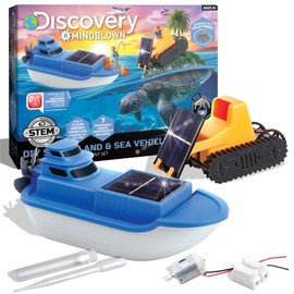 Discovery Kids #MINDBLOWN Solar Land and Sea Vehicles, Kid’s DIY STEM 26-Piece You-Build-It Experiment Set for Children Ages 6+ and Older, 7 Renewable Energy Hands-On Learning Activities