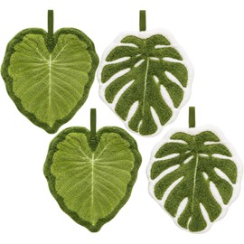 ZPSCXQ Green Hand Towels For Kitchen And Bathroom Use, Sage Green Tea Towels With Leaf Design, Efficient Absorption For Daily Cleaning Tasks, Set Of Four Towels Measuring 25 By 19 Cm