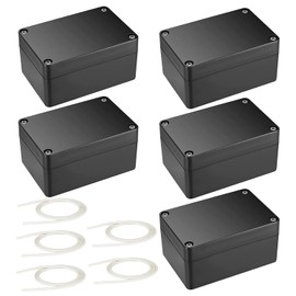 Junction Box Waterproof IP66, Outdoor Junction Box, Black Electronic Project Box, Electrical Accessories Housing Plastic, Pack of 5, 58 x 83 x 34 mm