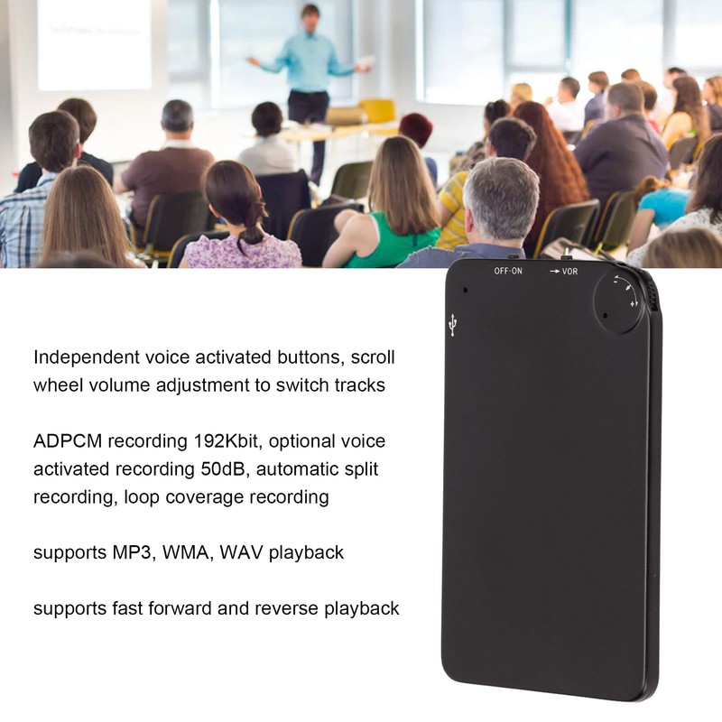 Voice Activated Recorder Portable Adjustable Noise Reduction Sound Recording Device