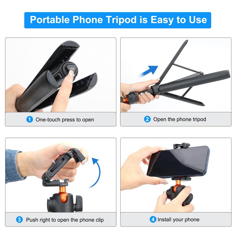 Camera Tripod, 13.7in to 55.7in Lightweight Extendable Selfie Stick Tripod