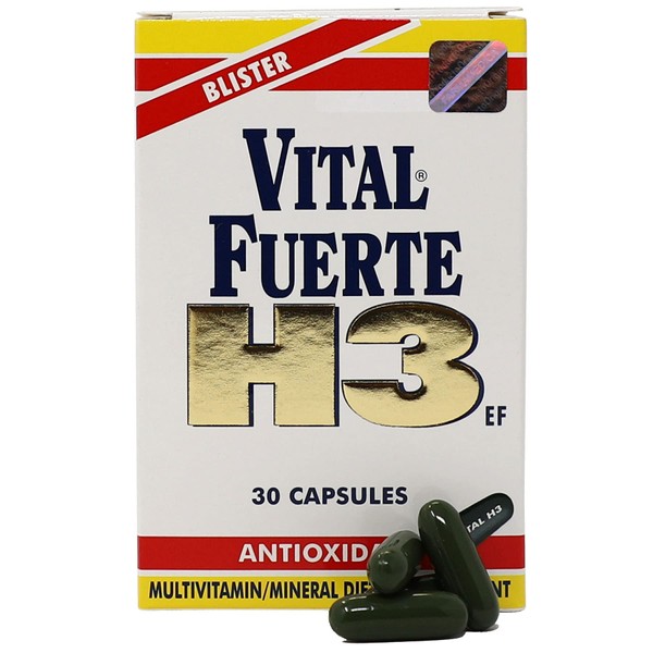 Vital Fuerte H3, Vitamins and Mineral, Antioxidant, Provide Your Body with Essential nutrients and Support a Healthy Lifestyle, 30 Capsules, Blister.
