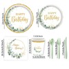 XIXIMENG Party Tableware Set Eucalyptus Leaf Theme Party Tableware Decoration