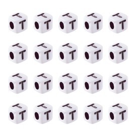 FASHEWELRY - 240 cuentas de letras acrílicas blancas de 5 x 5 x 5 mm, letras T del alfabeto para manualidades, pulseras, collares y joyas