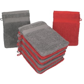 10 Piece Set Wash Mitts Premium Colour: red and anthracite, Size: 17 x 21 cm