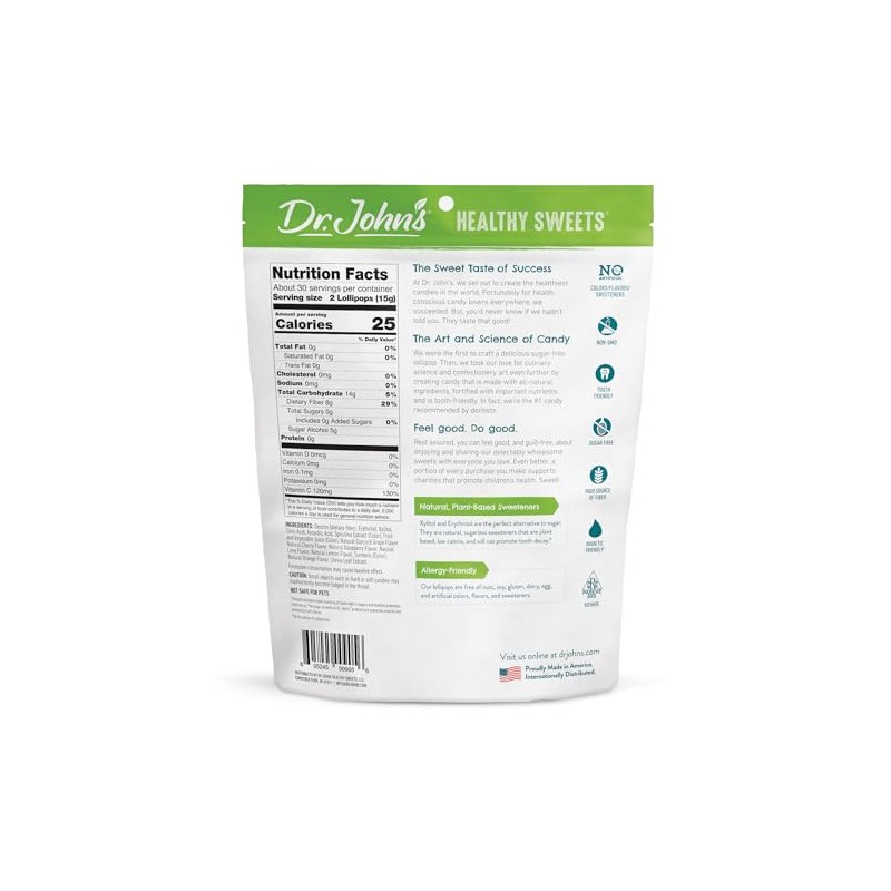 Dr. John’s Sugar Free Candy, Healthy Lollipops with Zero Sugar,