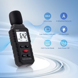 Tolesum Dezibel Digital Sound Level Meter 30dB to 130dB with LCD Display Noise Meter for Office, Construction Site, Factory