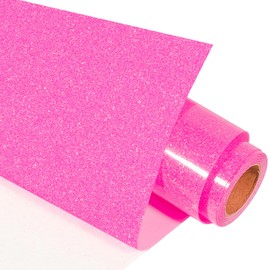 VINYL FROG Glitter HTV Vinyl 10"x5ft Heat Transfer Vinyl Roll Hot Pink Iron on Vinyl Sparkle Heat Press Vinyl for T-Shirts Gift Designs