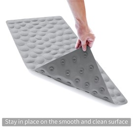Non-Slip Bathtub Mat OTHWAY Soft Rubber Bathroom Bathmat with Strong Suction Cups (Grey)