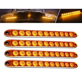 ALFU 4pcs Amber 11 LED 16 inches Trailer Light Bar IP65 Waterproof for Park Turn Signal Light Tail Brake Light Stop Bar Truck Trailer Marker ID Bar