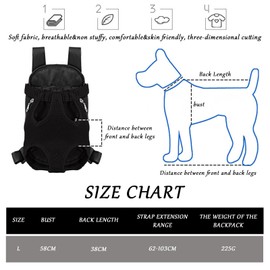 HTTDSLF Pet Backpack Dog Cat Carrier Bag Pet Carrier Backpack Adjustable Dog Carrier Backpack for Small Medium Dogs Cats Puppies, L, Black