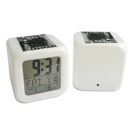 Fabulous Alarm Clock Cube Illuminated White - The Cabinet of Dr. Caligari Old Poster Theatre Retro Poster Vintage - 7.8 x 7.8 x 7.8 cm - Retro Lighting Multicoloured LED