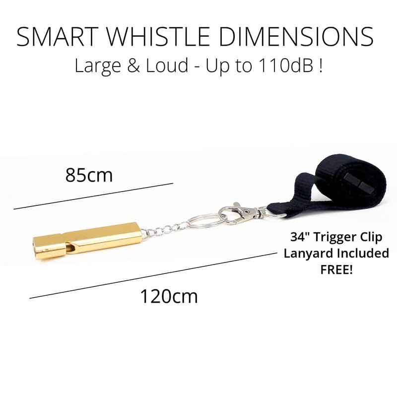 Safety Whistle on Lanyard, Engraved Whistle Aluminium, Very Loud Dual