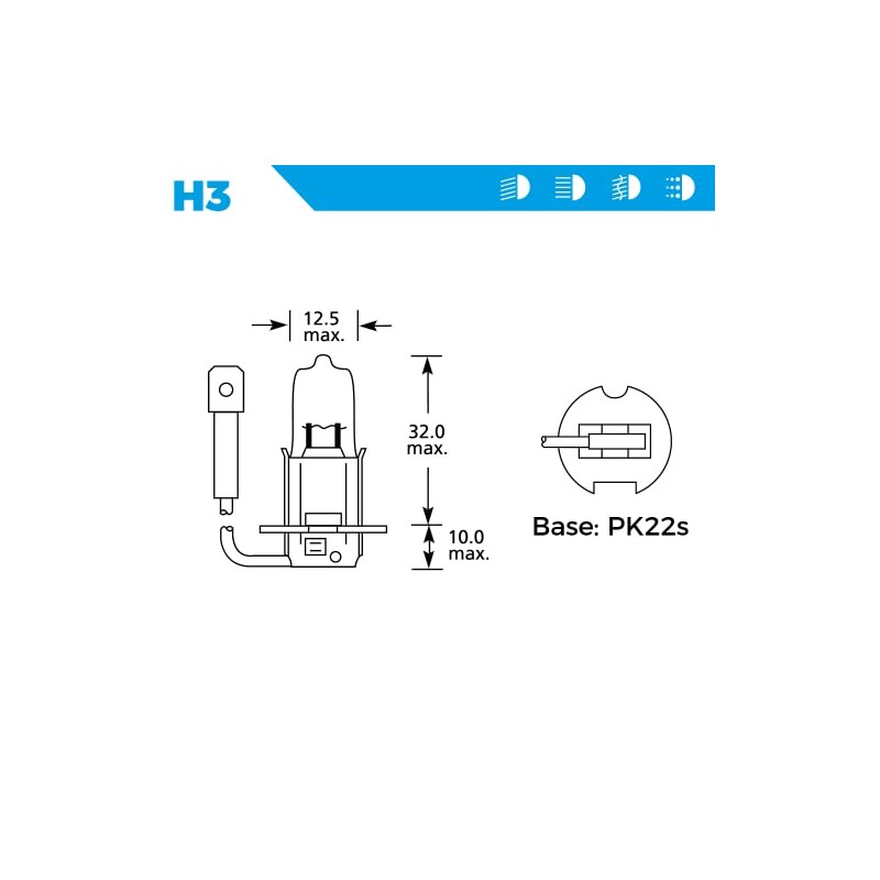 Simply S453 H3 Car Headlight Bulb, 12V, 55W, Comply with