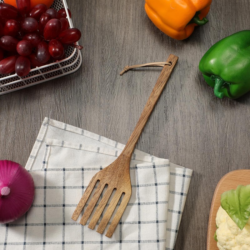 Baderke 10 Inches Acacia Wooden Forks for Cooking Kitchen Baking