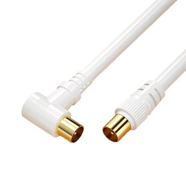 Hanprmee Right Angle TV Antenna Aerial Cable Flylead Cord Coax PAL Male Right Angle Plug for TV, Satellite Receiver, settop Box, Camera and Other deivces (6Ft)