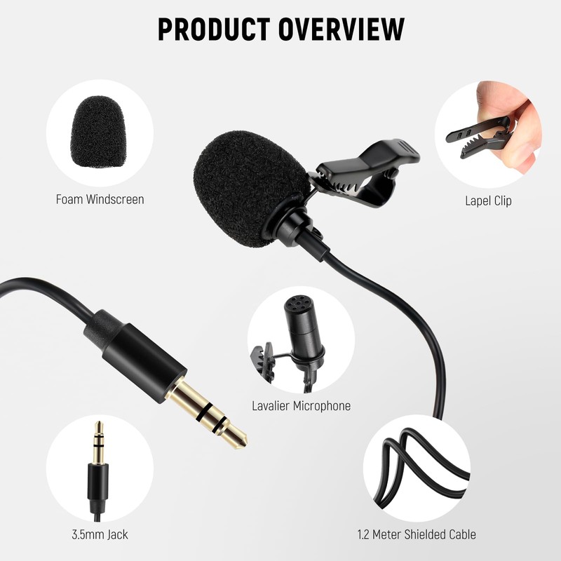 NEEWER Lavalia Lapel Microphone 2 Pcs Clip On Omnidirectional Wired