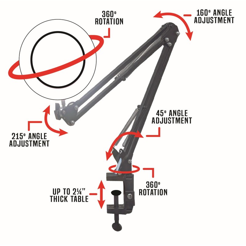 SE 4-Inch Black 4X Magnification LED Swing Arm Lamp with