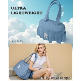 Vogewood Granddaughter Gift from Mom, Kids Birthday Gift-Girl Duffel Bag, Weekender Bags, Monogram Overnight Bag for Women, Letter Travel Bags with Makeup Pouch Cheerleader Gifts (Letter N)