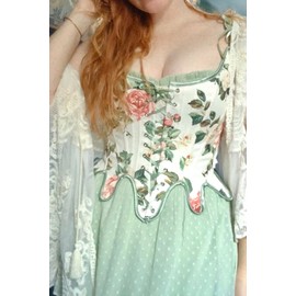 Scarlet Darkness Bustier Tops for Women Renaissance Corset Fairy Costume Bodyshaper Corset Apricot Pink Flowers Size 8